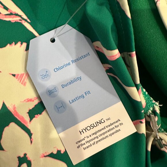 LANDS END WOMENS VIBRANT GREEN FLORAL TANKINI SWIM TOP 20W NEW - Picture 3 of 8